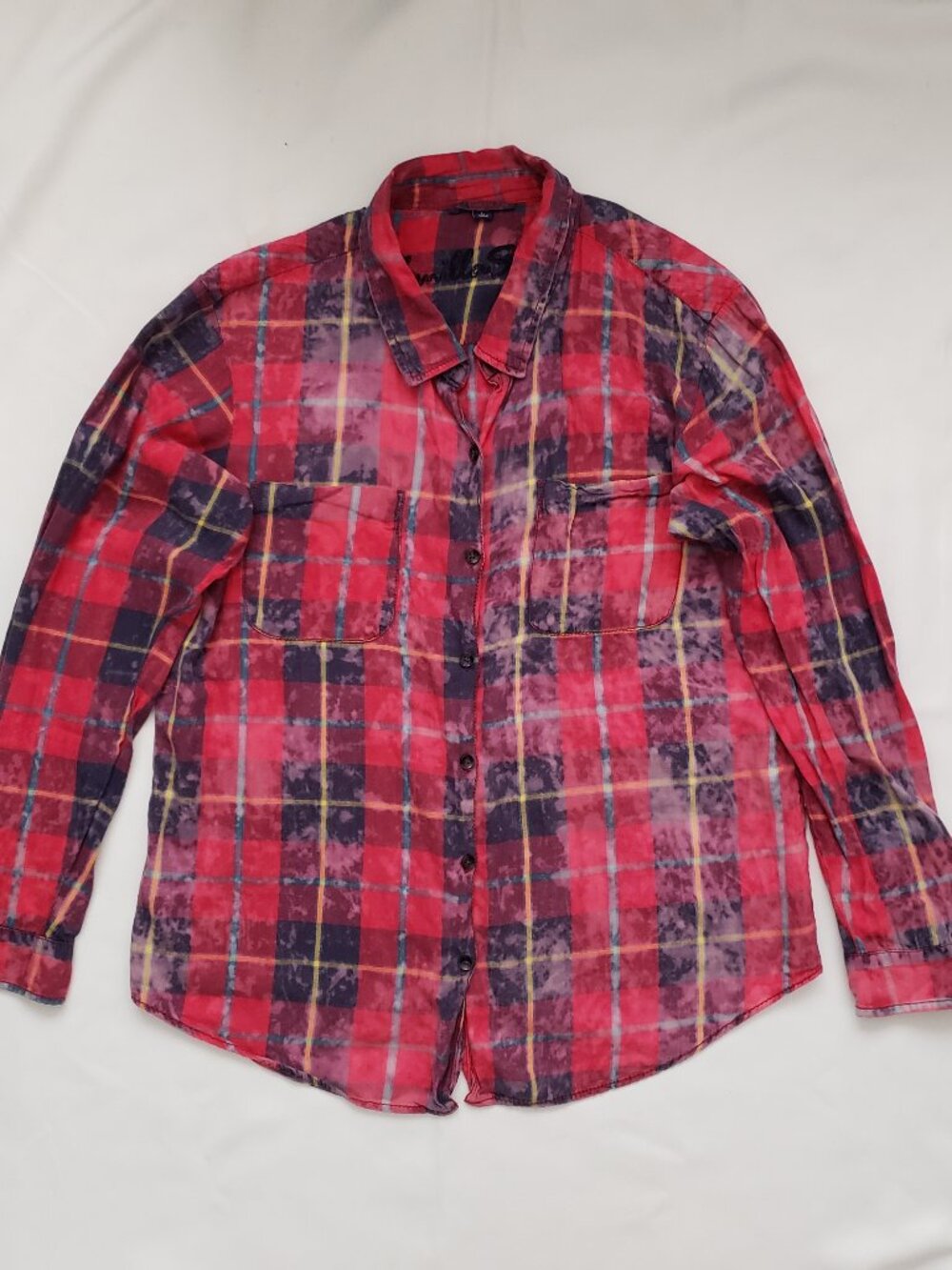 Vanilla Star size Large pink & purple plaid shirt Western Cowgirl Summer bright